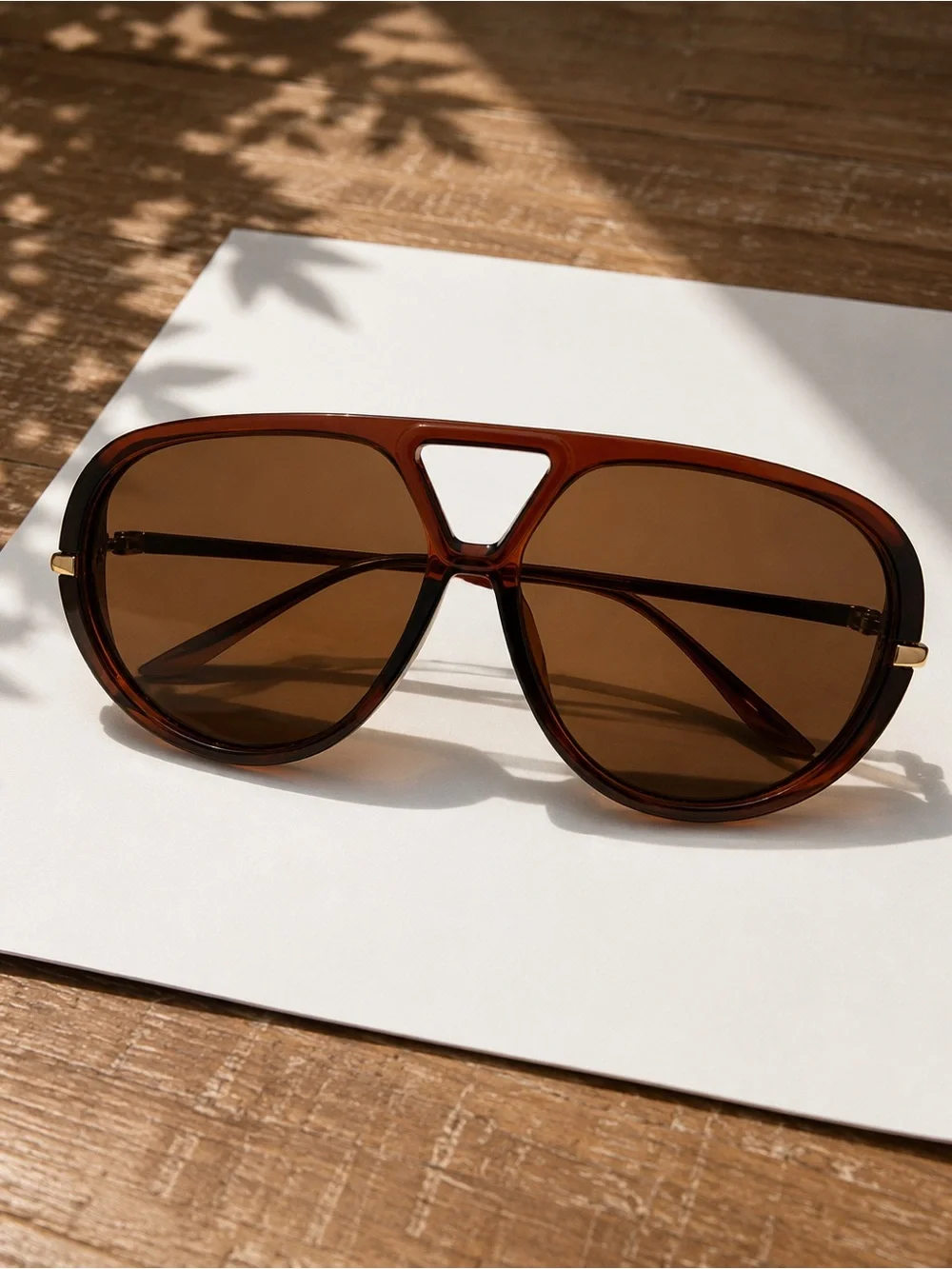 Tortoiseshell Aviator Sunglasses with Gold Arms